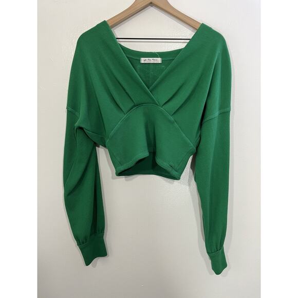 Free People Sweaters - We The Free People All Nighter Boho Coquette Ballet Thermal Crop XS Green Top